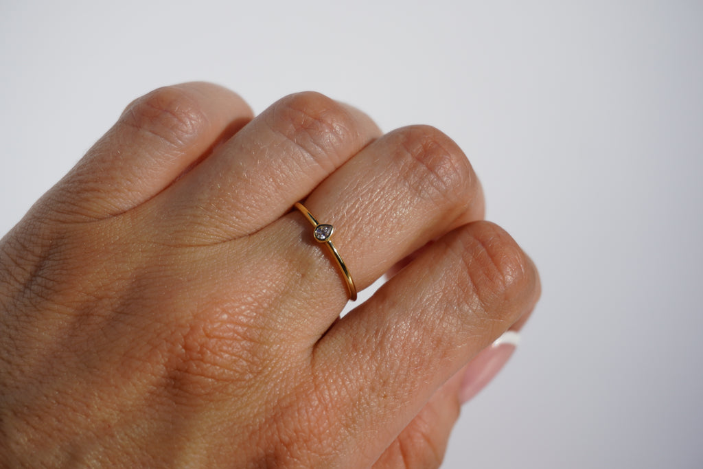 Dainty Love Pear Diamond  Ring