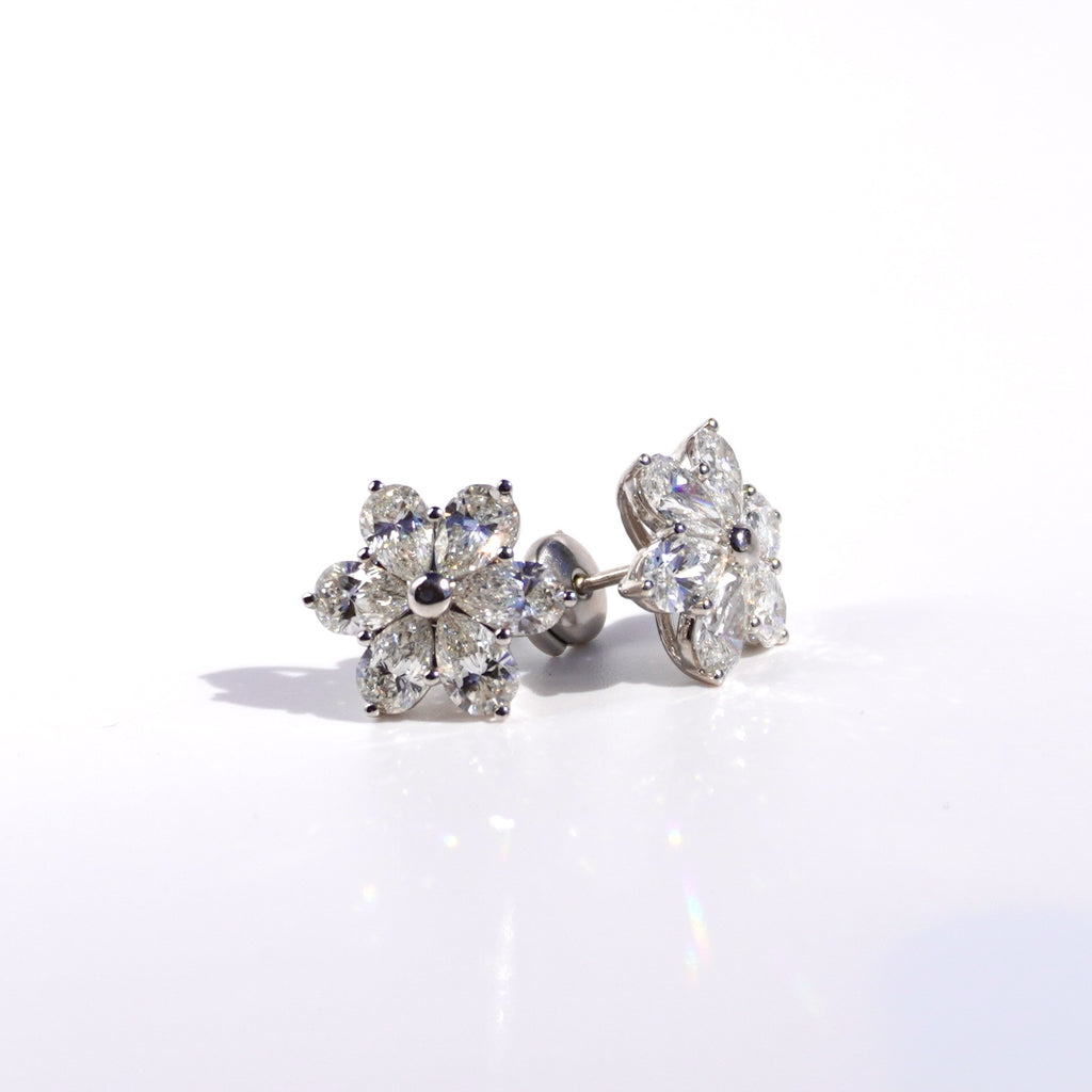 Pear Lab Grown Diamond Flower Earrings