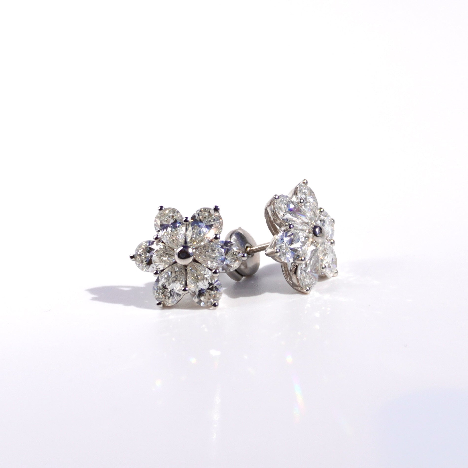 Pear Lab Grown Diamond Flower Earrings