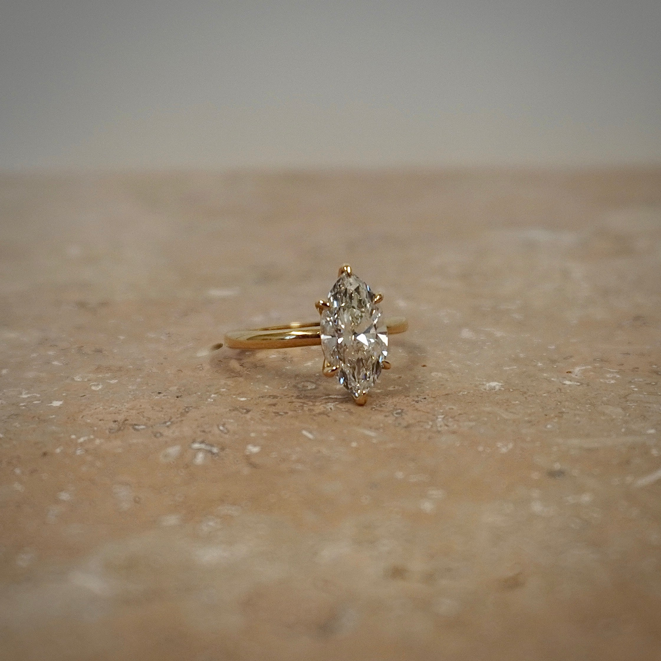Marquise Lab Diamond Solitaire Ring - 2.5 CT