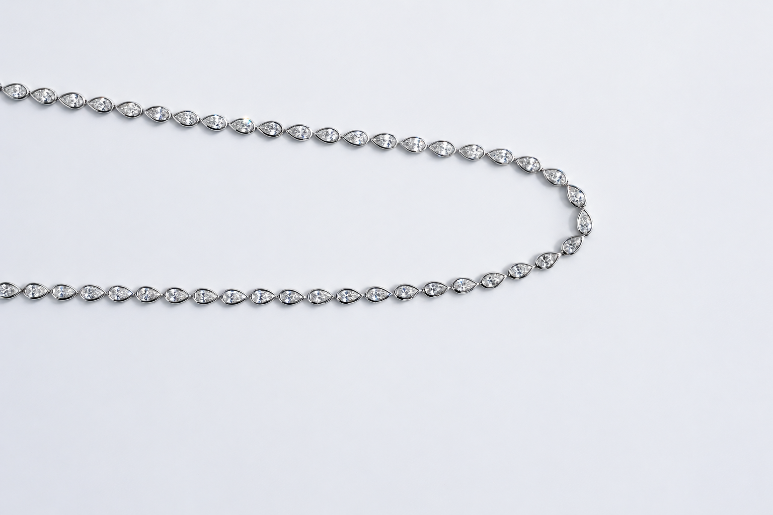 Pear Lab Grown Diamond Bezel Tennis Necklace 12.58 CT