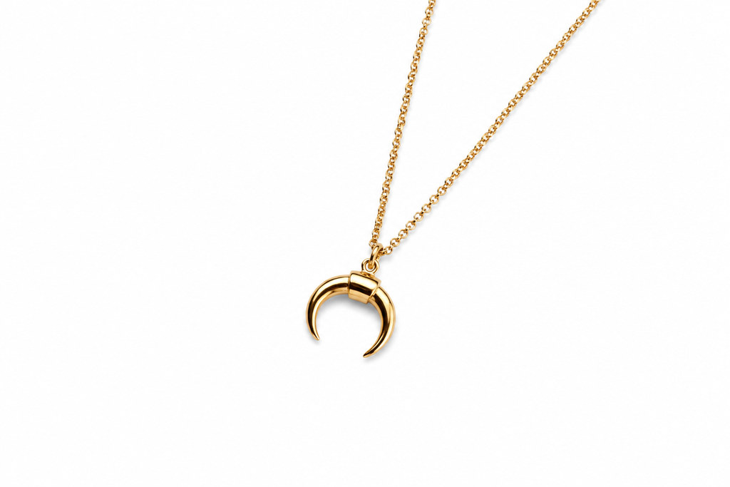 Crescent Pendant Necklace Gold