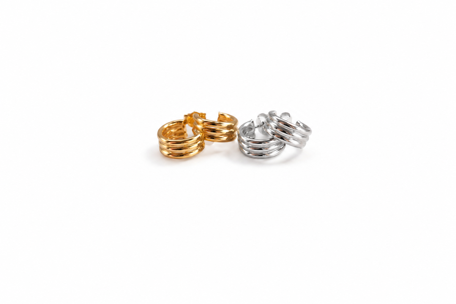 Triple Half Hoop Earrings Gold