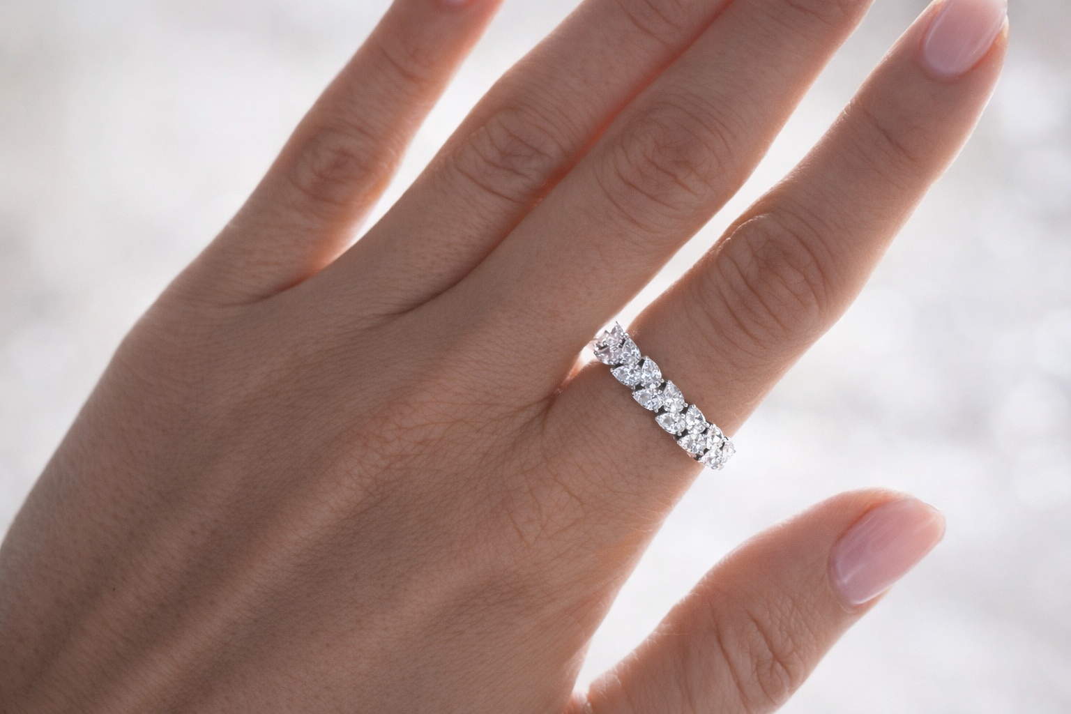 Pear Lab Grown Pear Diamond Leaf Band 1.54 CT