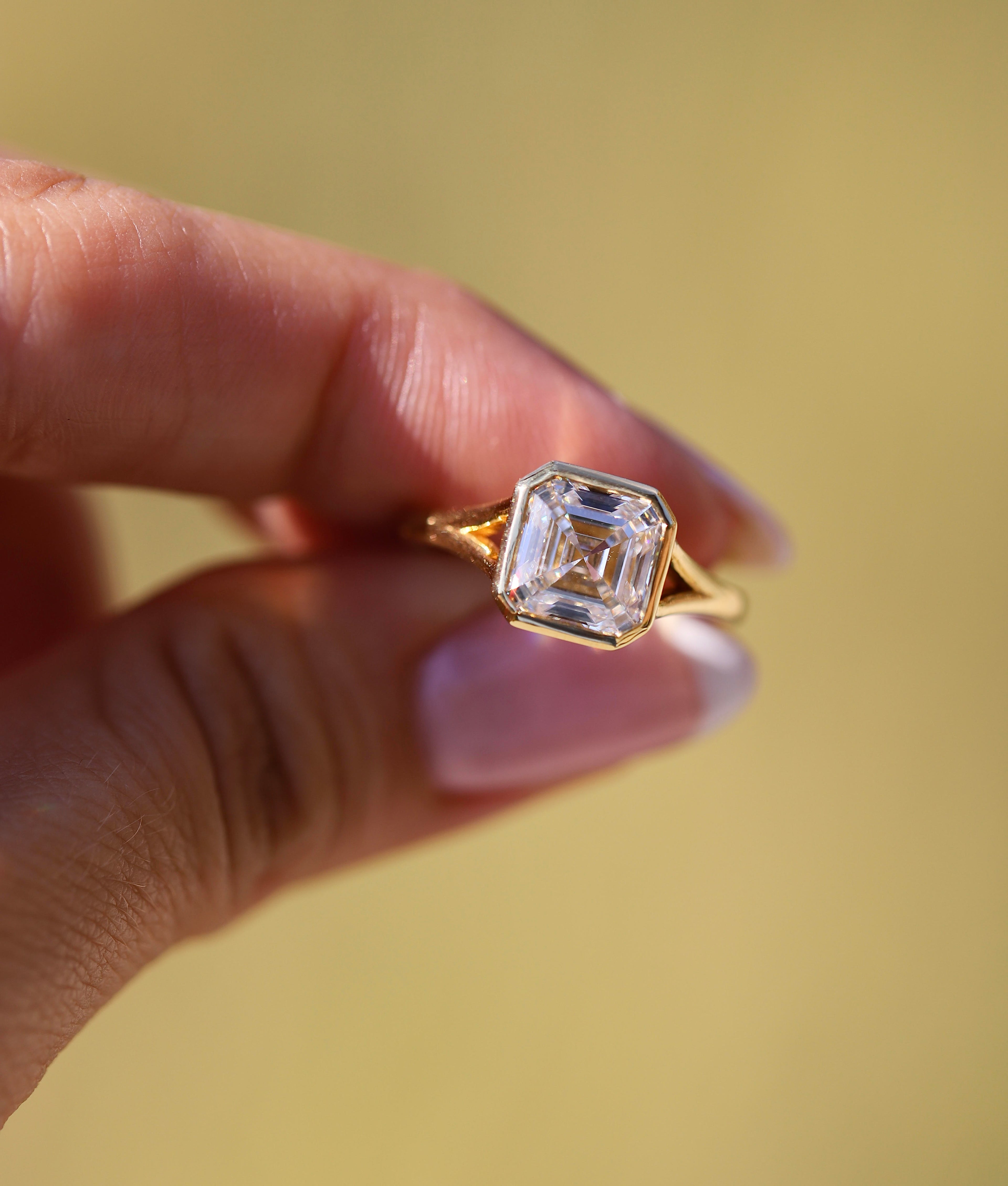 3 CT Asscher Bezel Set Ring