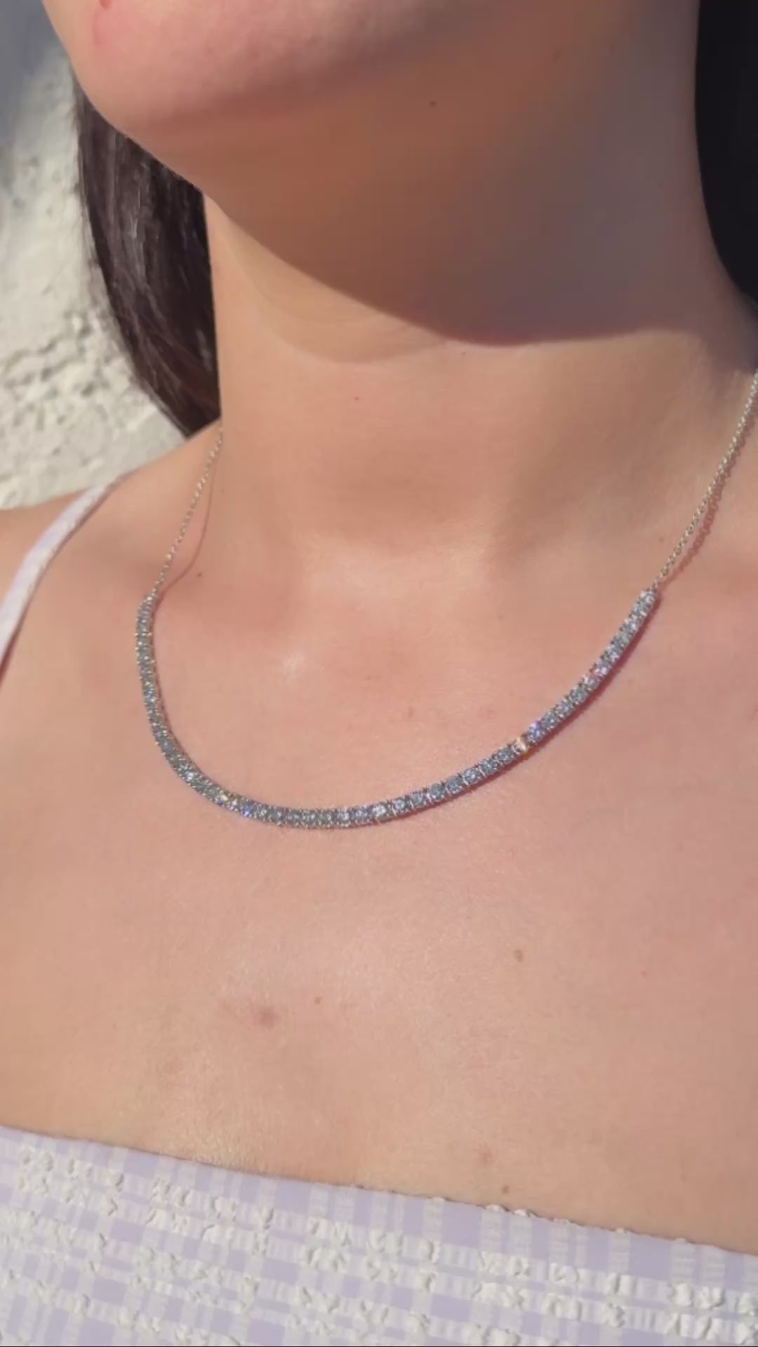 Lab Diamond Half Tennis Necklace - 4.6 CT